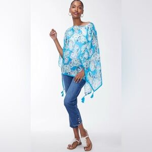 Chico's Seashell Print Tassel Poncho
